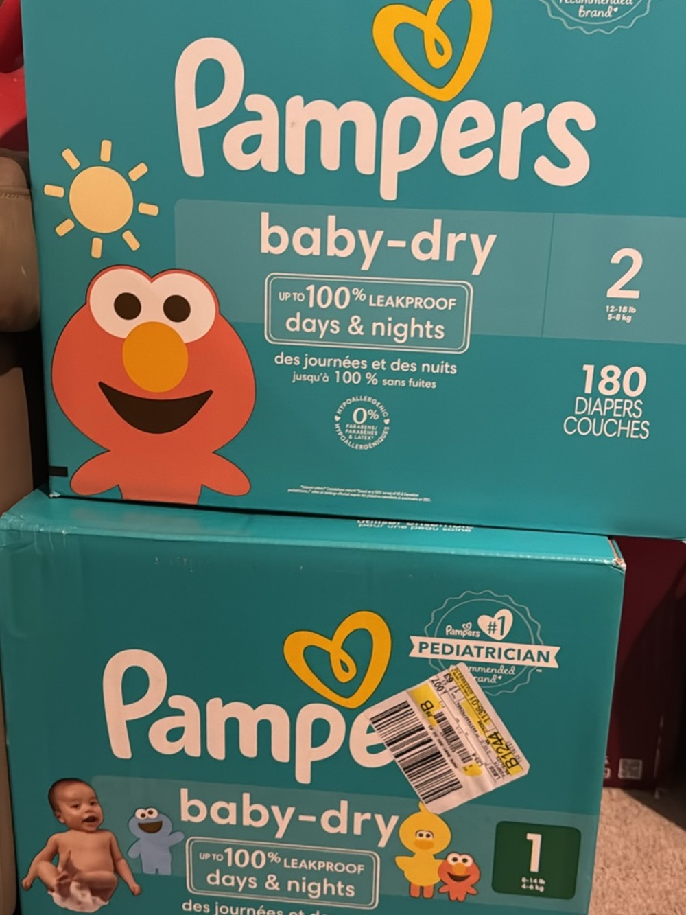 Pampers Baby-Dry Diapers Size 1 (210 count) & size 2 (180 Count)